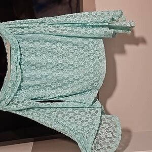 Lace bell sleeve off the shoulder shirt